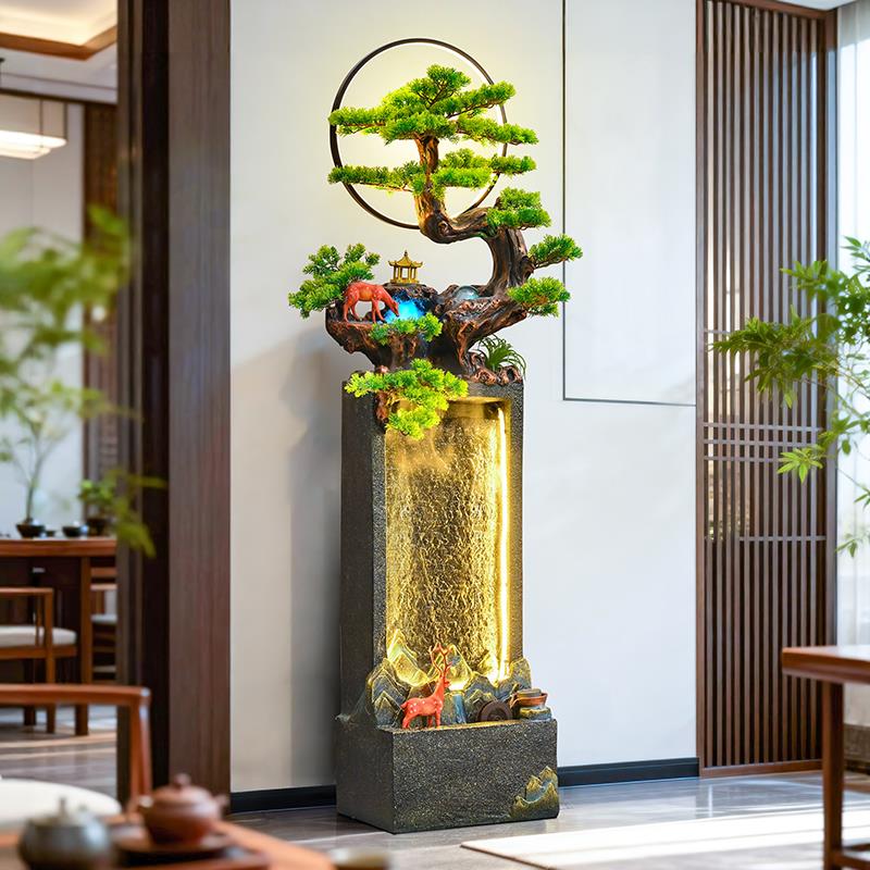 大型假山流水喷泉循环水景招财风水轮办公室景观客厅装饰开业摆件
