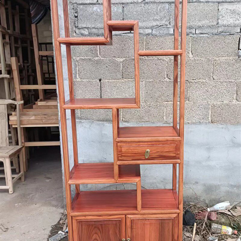 中式仿古家具实木榆木小博古架柜门多宝格古董架组合家具书架特价