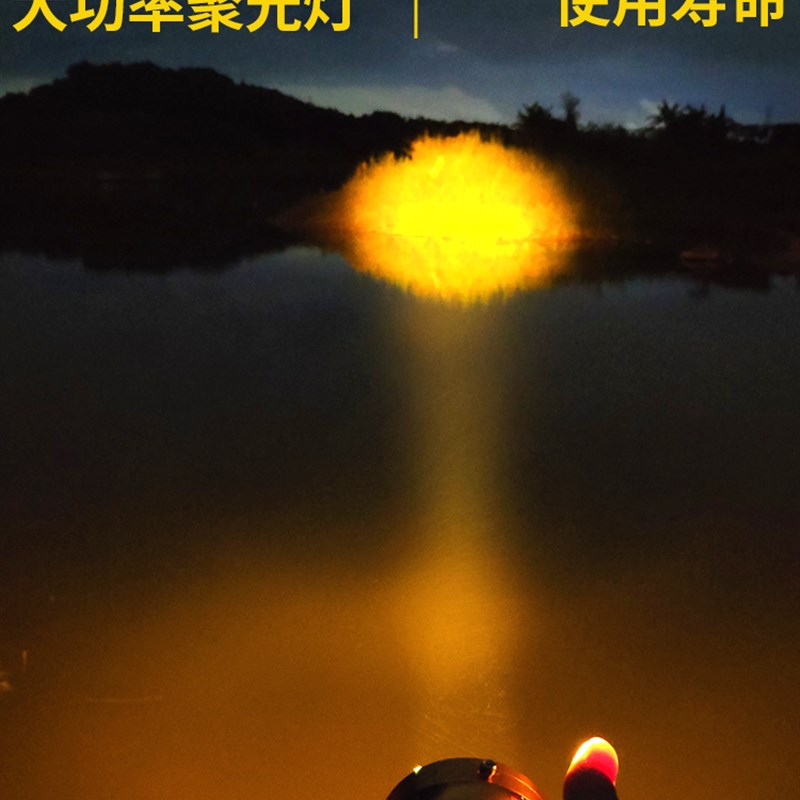 12v水下诱鱼灯集鱼聚鱼引鱼夜钓海钓灯筏钓黄光超亮翘嘴led专用灯