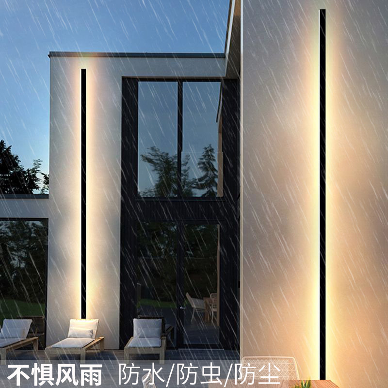 极简长条壁灯led户外防水露台外墙灯室外庭院别墅大门条形线条灯