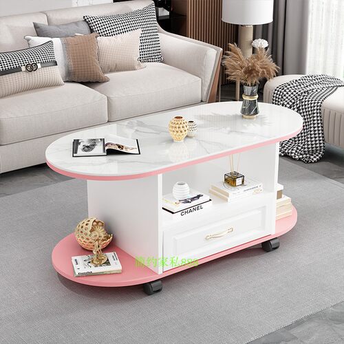 定做椭圆形茶几轻奢小户型钢化玻璃茶几客厅简约现代网红可移动小