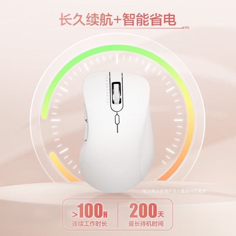雷神ML101无线鼠标办公鼠标商务静音轻便2.4G小巧女生粉色白色