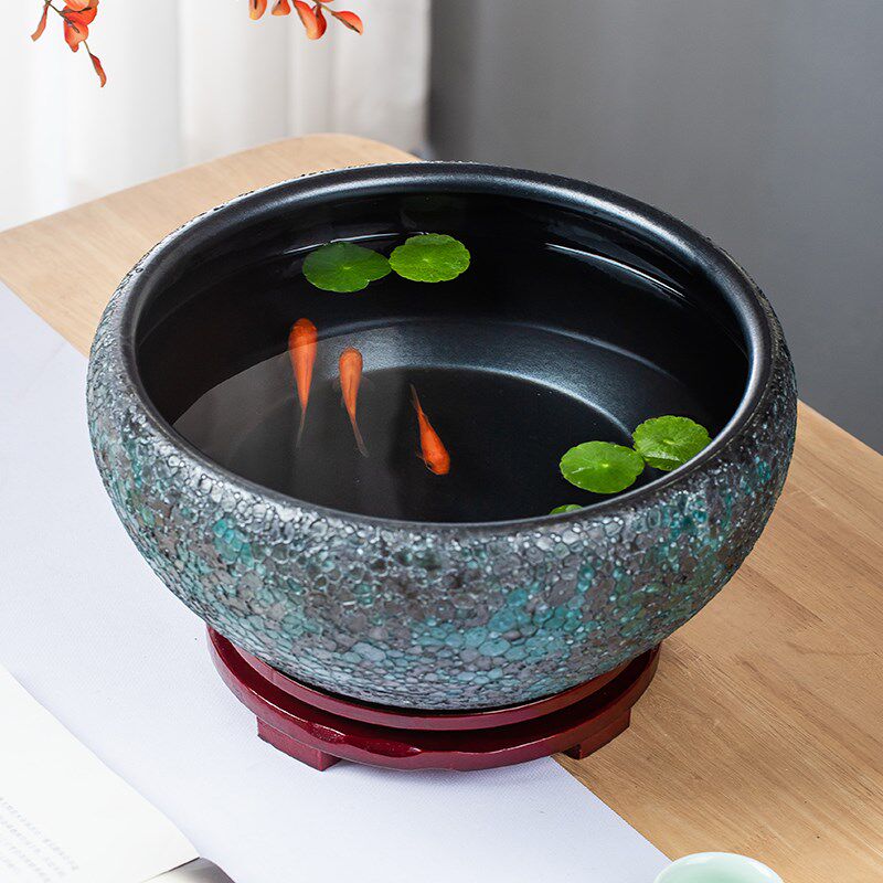 泡泡釉高温陶瓷缸客厅鱼缸水培容器龟缸睡莲碗莲花盆青鱂观背鱼缸