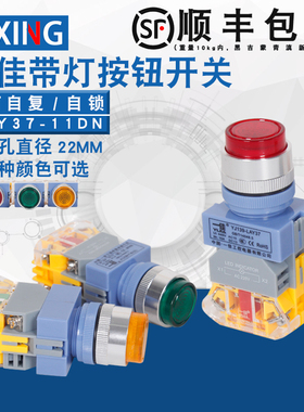 一佳带灯按钮开关LAY37-11DN/ZS自锁自复位点动控制电源启动22mm