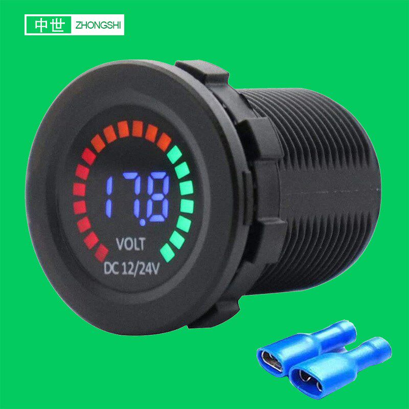 12V24V彩屏电压数显表 汽车房车机车摩托适用 DC直流LED数显 IP65