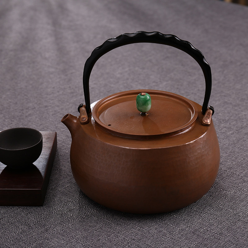 老银匠纯手工打造紫铜一体茶壶口打出一张打纯铜烧水壶红铜煮茶壶