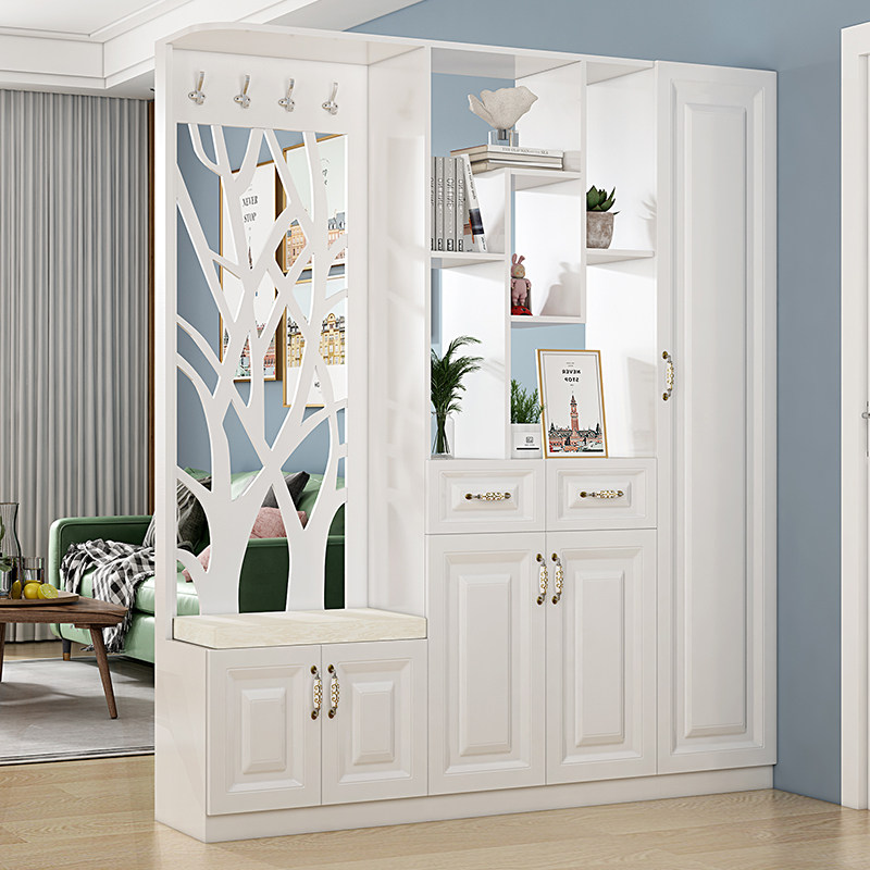 怡非镂空隔断柜可定制入户玄关门厅鞋柜带换鞋凳衣帽柜挂衣储物柜