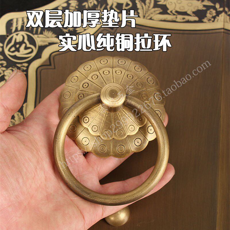 新中式纯铜方形大门铜拉手仿古别墅古建木门门把手寺庙祠堂门环