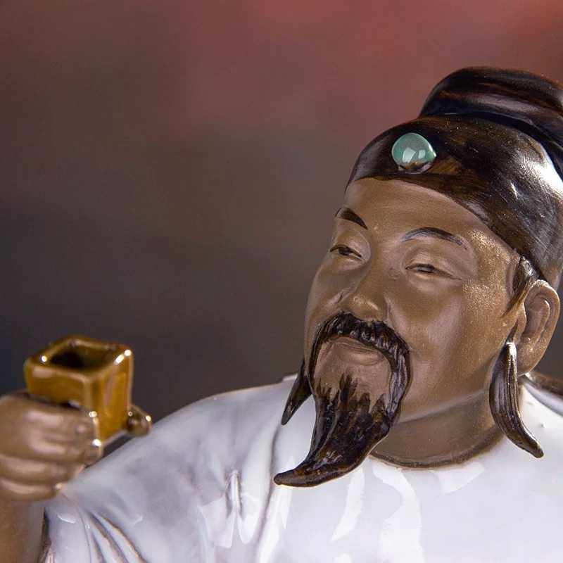 石湾陶瓷公仔李白杜甫醉酒柜茶庄博古架盆景古代诗人文人陶瓷摆件