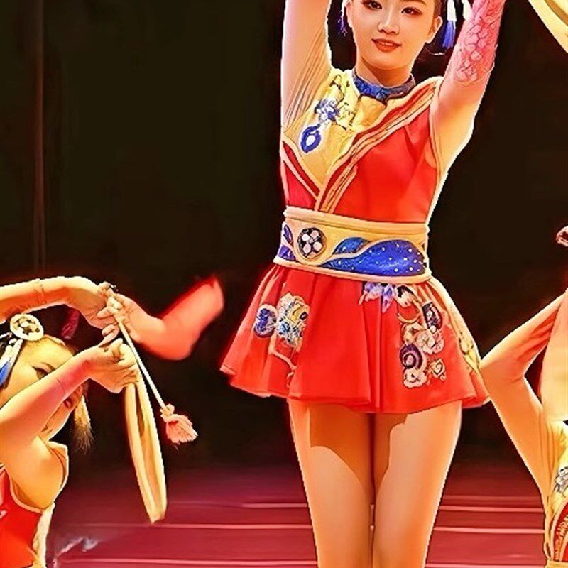 鼓韵金丰舞蹈服儿童古典舞演出服扇子舞蹈道具民族少儿群舞表演服