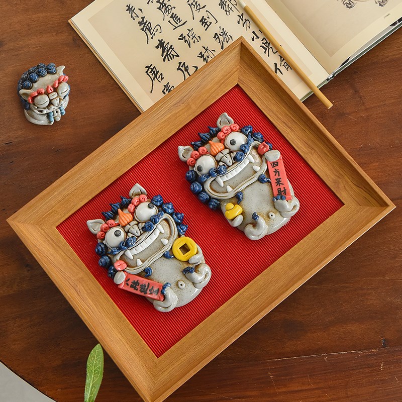 新中式立体貔貅装饰画挂画厨房客厅办公室装饰桌面陶瓷摆件定制