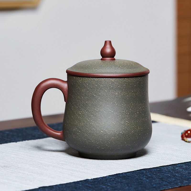 宜兴紫砂杯原矿紫泥大容量泡茶杯万寿永年杯办公带盖杯可定制茶缸