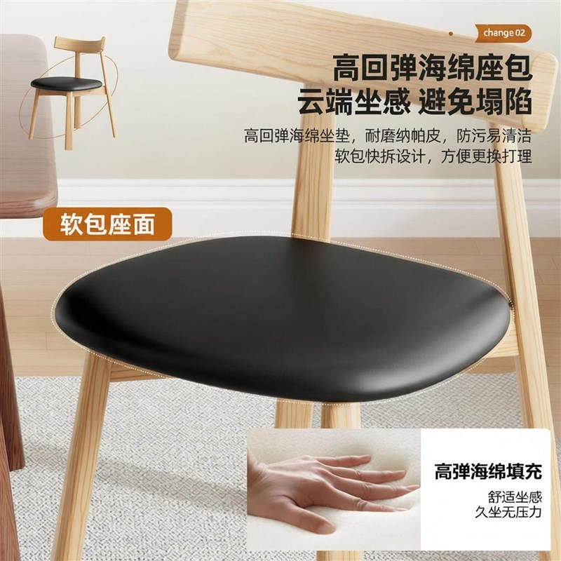 实木餐椅家用餐桌椅靠背椅子2026新款复古船桨椅餐厅凳茶桌椅木椅图片