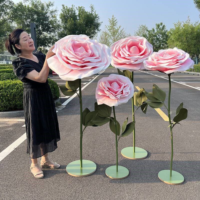 婚庆巨型立体玫瑰纸花艺婚礼大玫瑰道具美陈摆件网红橱窗布置装饰