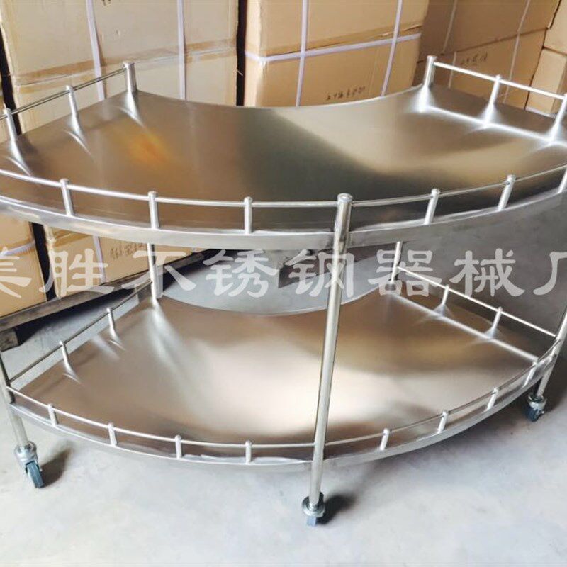 加厚不锈钢医院扇形处置台手术车抢救车半扇形器械台 医院小推车
