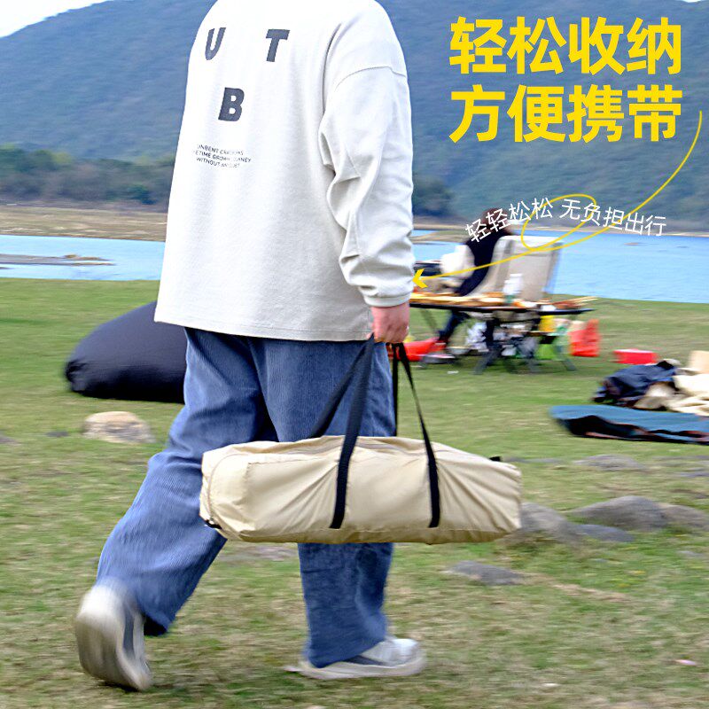 户外黑胶天幕帐篷露营遮阳棚野营野餐防晒便携式简易六角折叠桌椅