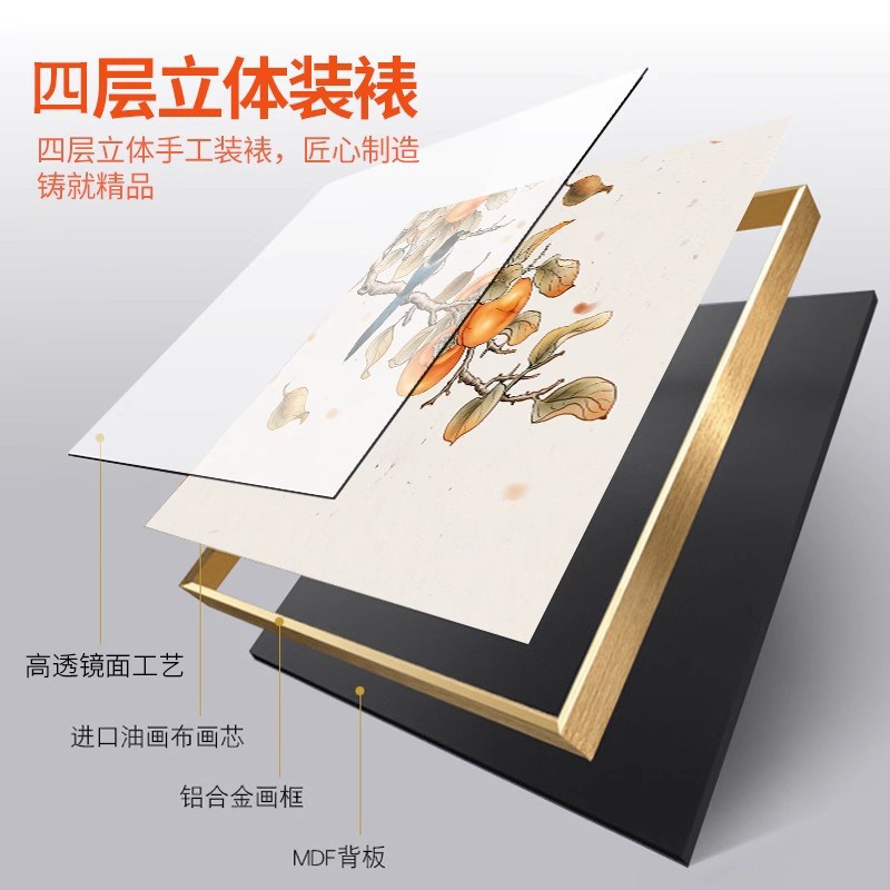 2025中式餐厅装饰画寓意好竹子客厅背景墙壁画高级进门柜餐厅挂画