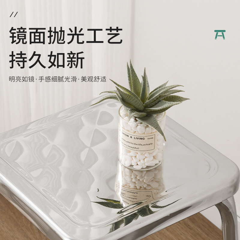 不锈钢椅子 高矮圆椅四脚加固圆凳 办公椅 方椅家用椅户外轻便椅