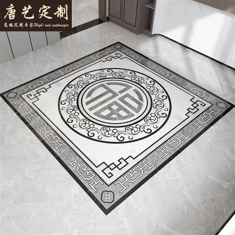 拼花地砖800x800客厅拼花瓷砖过道玄关微晶石地板砖餐厅拼图定制