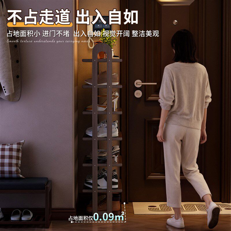 实木鞋架家用门口多层简易结实耐用新款收纳小型置物架入户门鞋柜图片