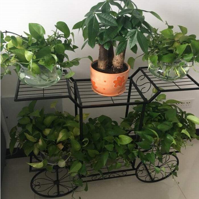 欧式加粗落地式阳台花架创意自行车六盆铁艺花盆架客厅多层绿萝架