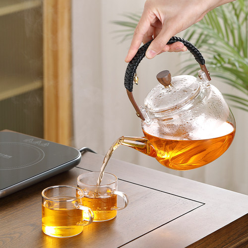贤丰高档超薄电陶炉煮茶器套装玻璃提梁煮茶壶烧水泡茶壶蒸茶壶