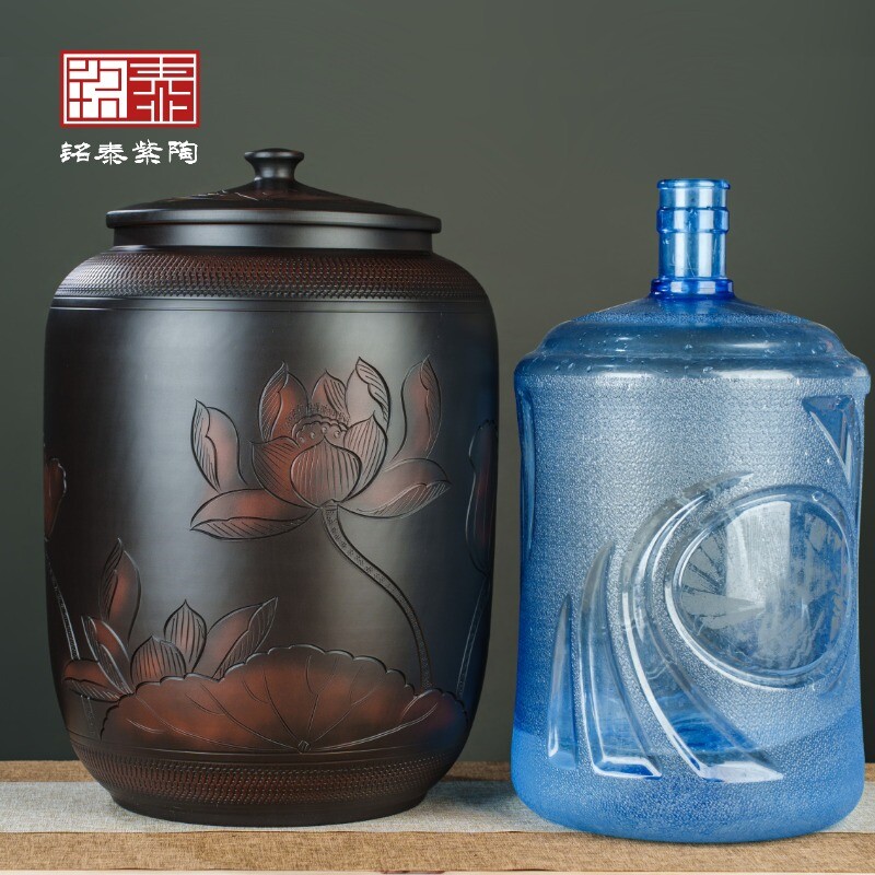储水桶陶瓷水缸储水用家用老式带盖抽水茶台泡茶储水罐装纯净水大