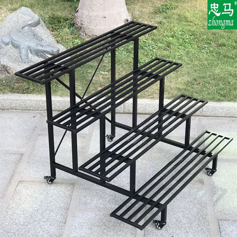 室外花架子阳台铁艺花架落地式阶梯多层户外高承重结实花盆铁架