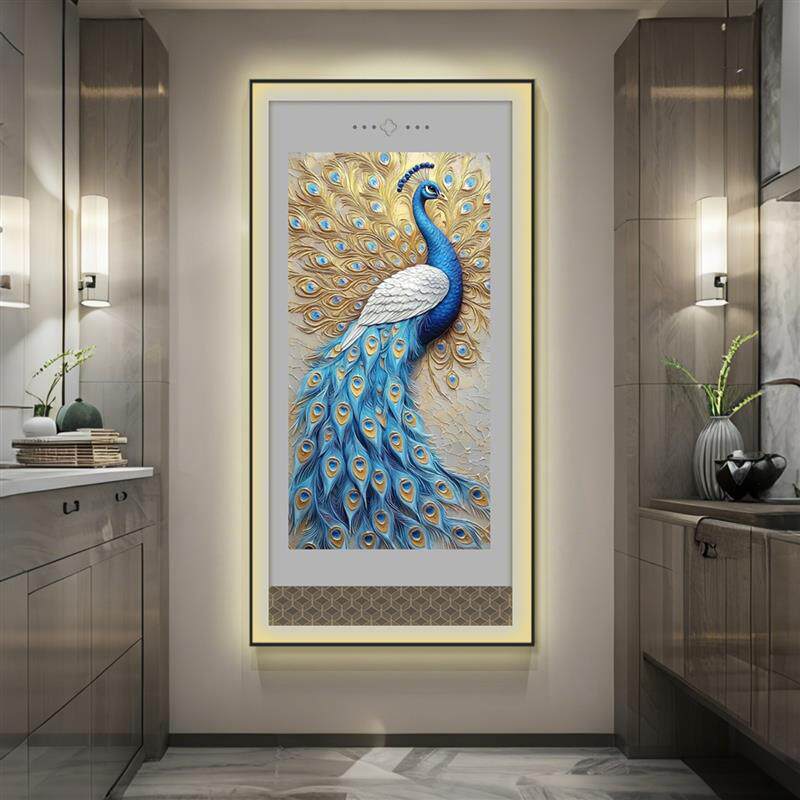 装饰画正对门挂画入户孔雀高级感墙壁新款道2026画玄关过走廊高端