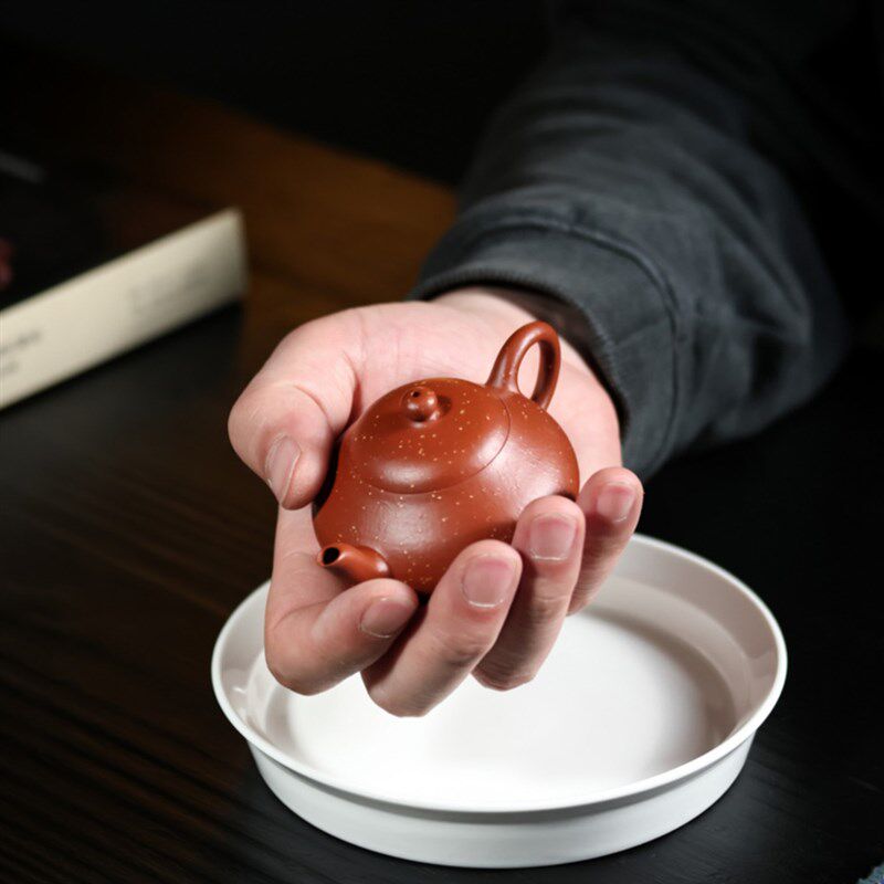 宜兴紫砂壶纯手工原矿生砂朱泥时大彬梨形壶茶壶泡茶壶家用茶具