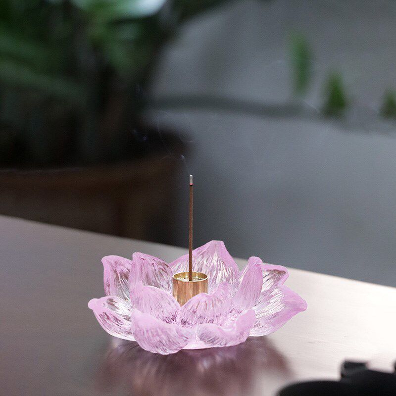 古法琉璃莲花香盘真琉璃香插不落灰香托线香底座创意插香盘香立