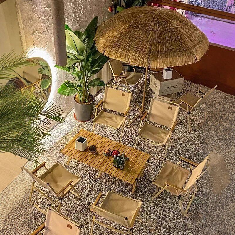 网红打卡装饰伞室内氛围感仿真茅草伞庭院景区户外折叠稻草遮阳伞