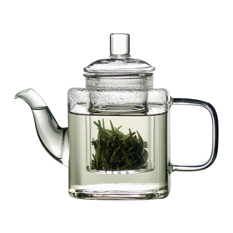 四方玻璃壶方形家用绿茶泡茶器茶水分离茶壶加厚一人用功夫茶具