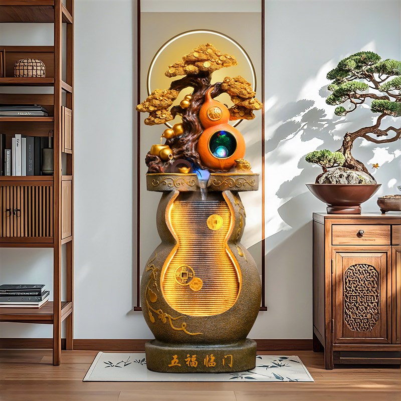 招财葫芦流水生财摆件循环水客厅风水轮落地水景开业乔迁送礼高档