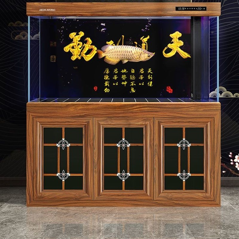 闽江中大型超白鱼缸水族箱客厅家用落地底滤生态龙鱼缸