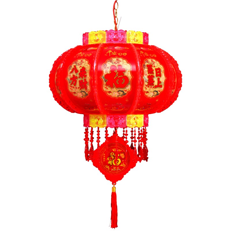 2026新款七彩LED旋转灯笼走马灯过年春节大门口一对阳台灯笼挂饰