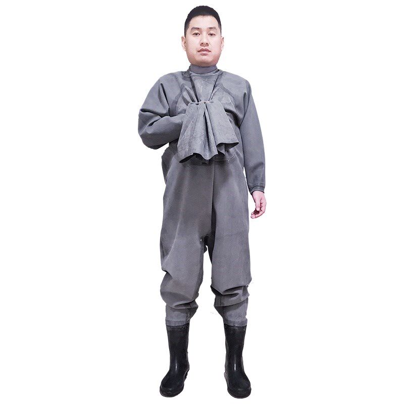 橡胶下水裤水库鞋连体全身超轻防水衣服男半身叉雨夏季鱼裤赶海