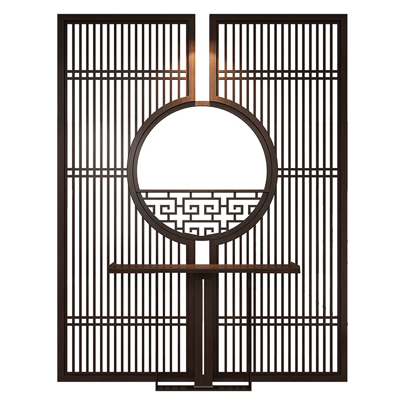 新中式屏风隔断客厅入户镂空玄关进门遮挡栏栅全实木简约现代家用