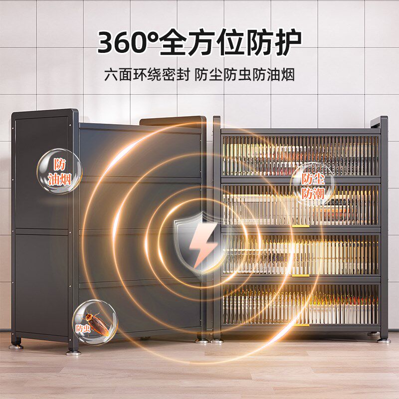 厨房置物架多功能家用落地多层收纳架子微波炉餐边防尘橱柜储物柜