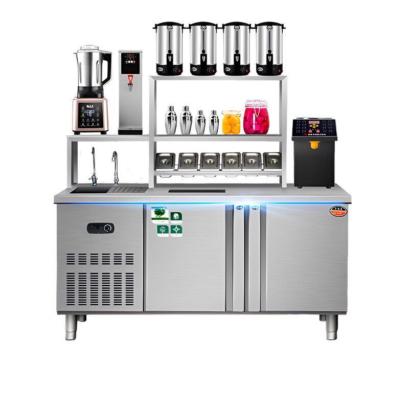 水吧台商用奶茶店设备全套水吧工作台冷藏柜不锈钢操作台奶茶机