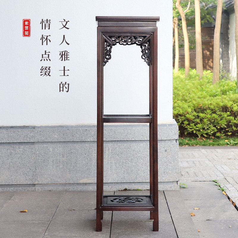 红木花架中式仿古实木高花几客厅落地式方形黑檀木花盆花瓶置物架