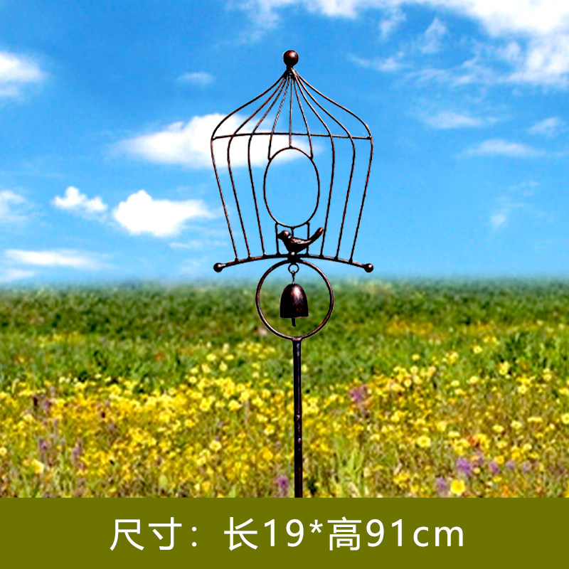 花园庭院装饰仿真小鸟铁艺风铃插件幼儿园公园户外造景摆件工艺品