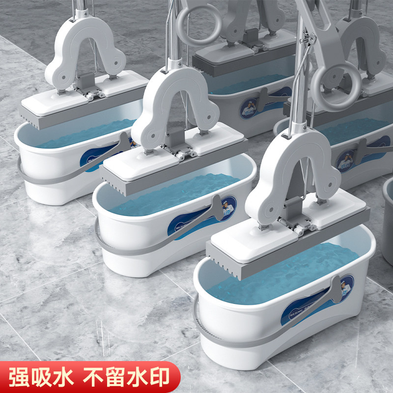 大平板拖把家用一拖净干湿两用挤水2022新款免手洗胶棉拖把替换杆