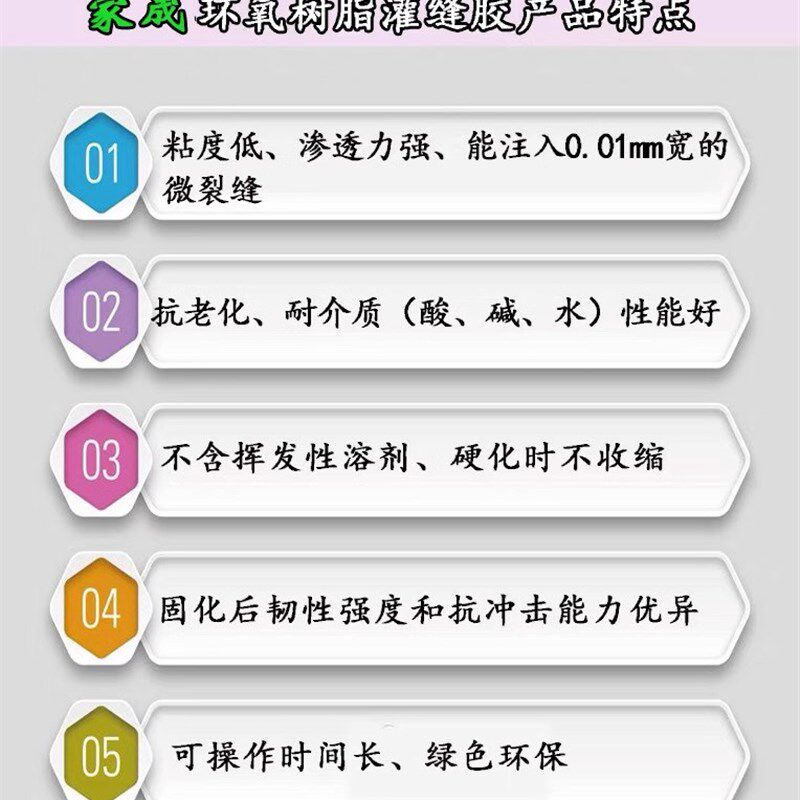 环氧树脂建筑灌缝胶混凝土路面墙体桥梁楼板裂缝渗水修补灌注胶