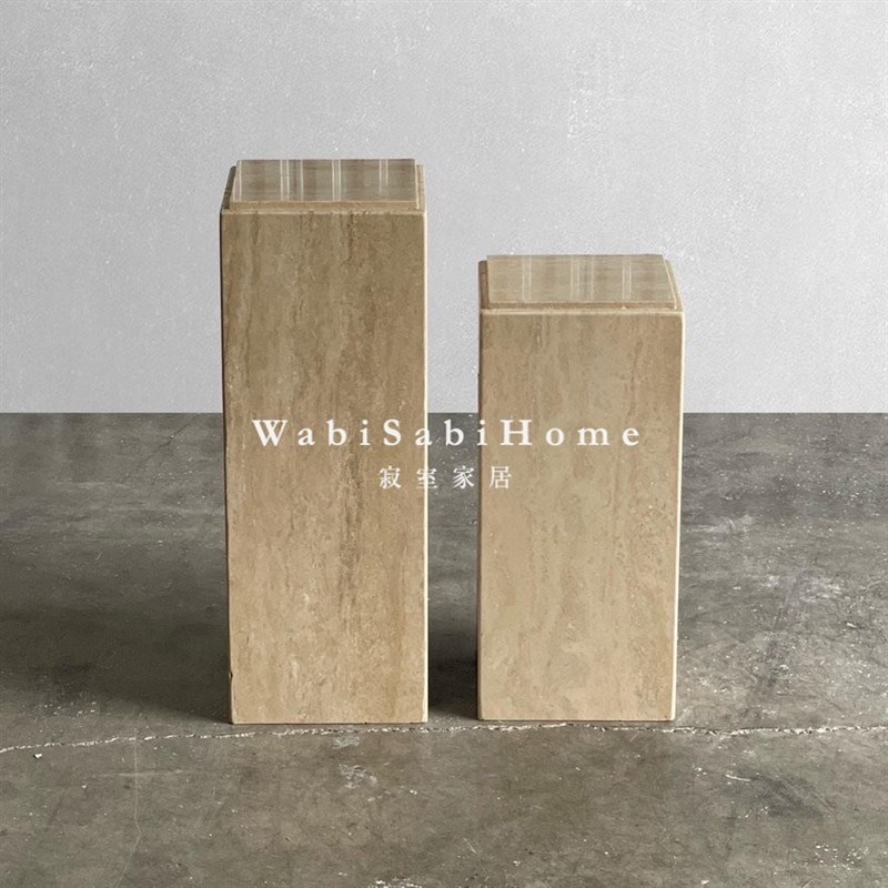工厂直销定制款黄洞大理石别墅创意角几落地雕塑底座展台墩墩立柱