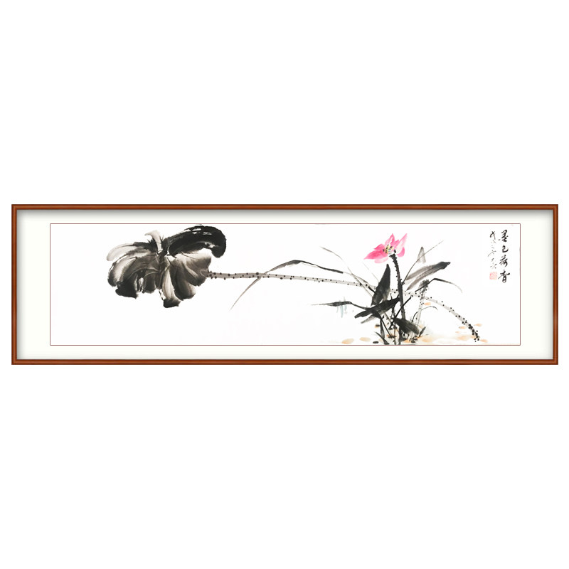 新中式国画手绘真迹客厅装饰画卧室床头餐厅挂画水墨荷花图字画