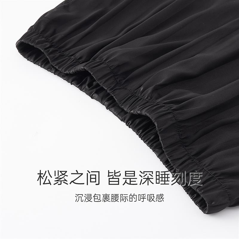 冰丝绸男士睡裤短裤夏季家居裤夏天黑色居家裤休闲短裤遛弯裤男款