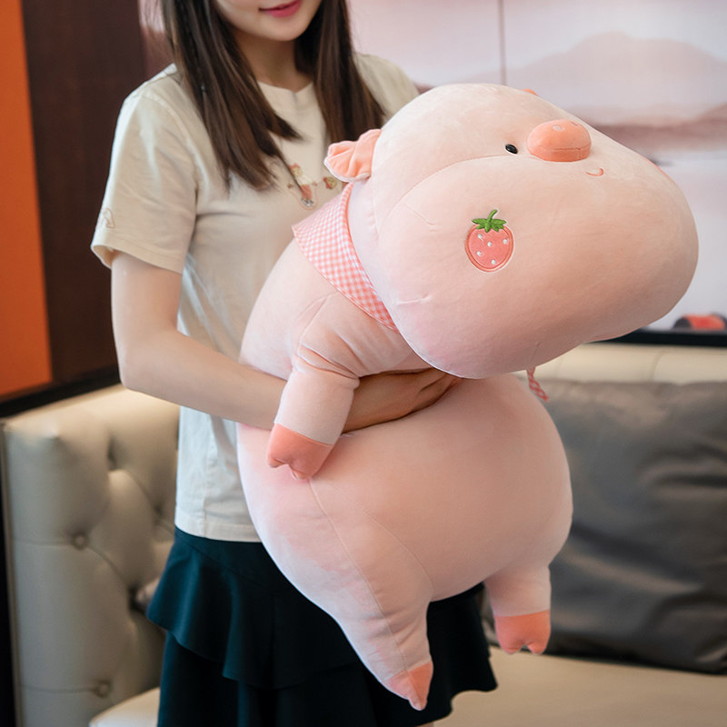 可爱草莓猪靠枕床头长条枕女生睡觉夹腿抱枕宿舍床上靠背垫靠垫