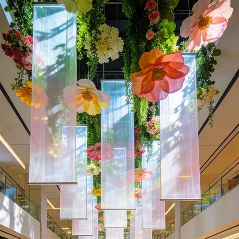 大型仿真花艺吊顶装饰网 红餐厅婚庆造景天花板商业美陈布置装扮