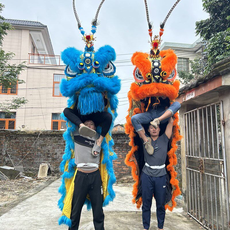 大圣醒狮狮头羽毛狮头头毡孙悟空头毡美猴王头饰地野鸡毛紫金冠